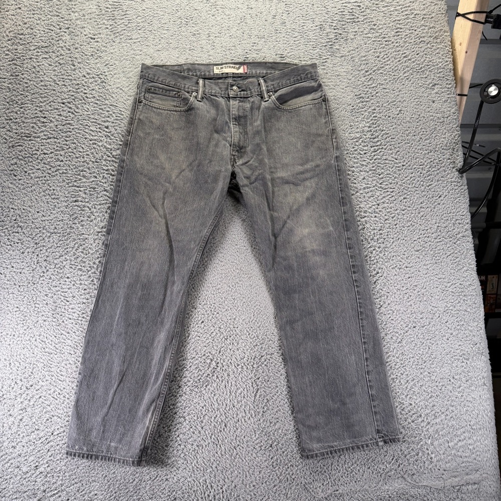 Levi's 514 Jeans Mens 36x28 Gray Cotton Denim Straight Slim Fit Workwear Faded